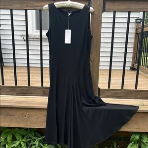 Eileen Fisher Black Asymmetrical Sleeveless Dress Round Neck